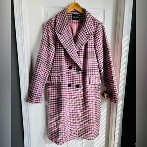 Pink Plaid Women's Coat
